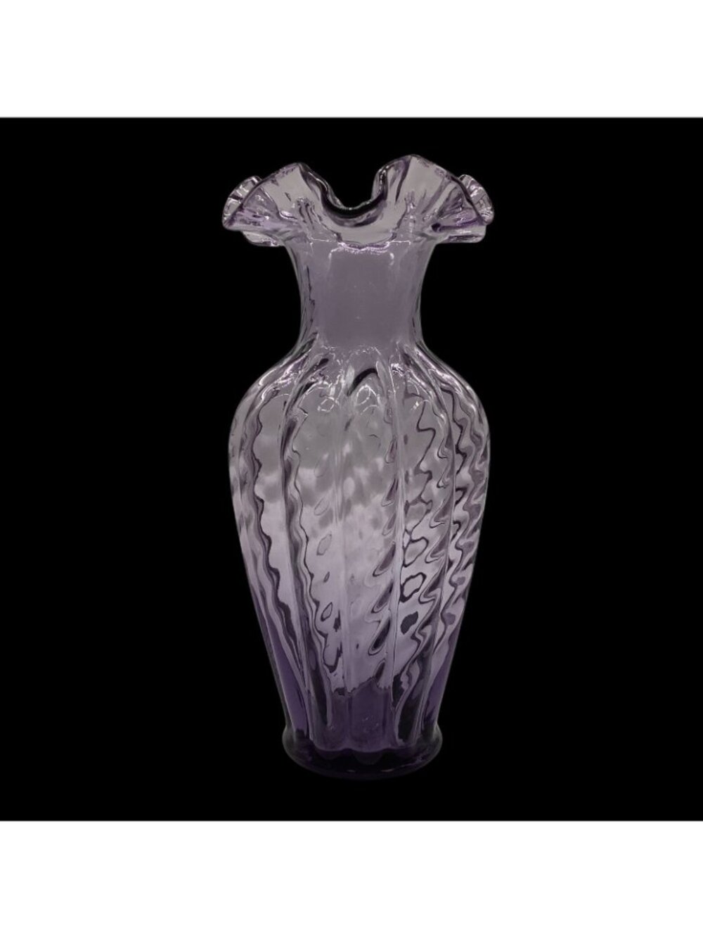 Fenton Violet Ribbed Melon Vase with Ruffled Rim - Picture 2 of 12